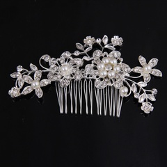 Fashion Ornament Rhinestone Pearl Bridal Flower Hair Comb