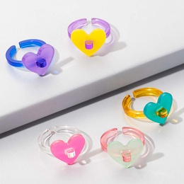 Fashion Cute HeartShaped Colorful Resin Ring 5Piece Setpicture6