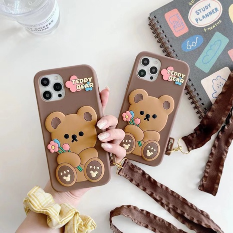 cute Bear flower lanyard 12 pro max iPhone Case's discount tags