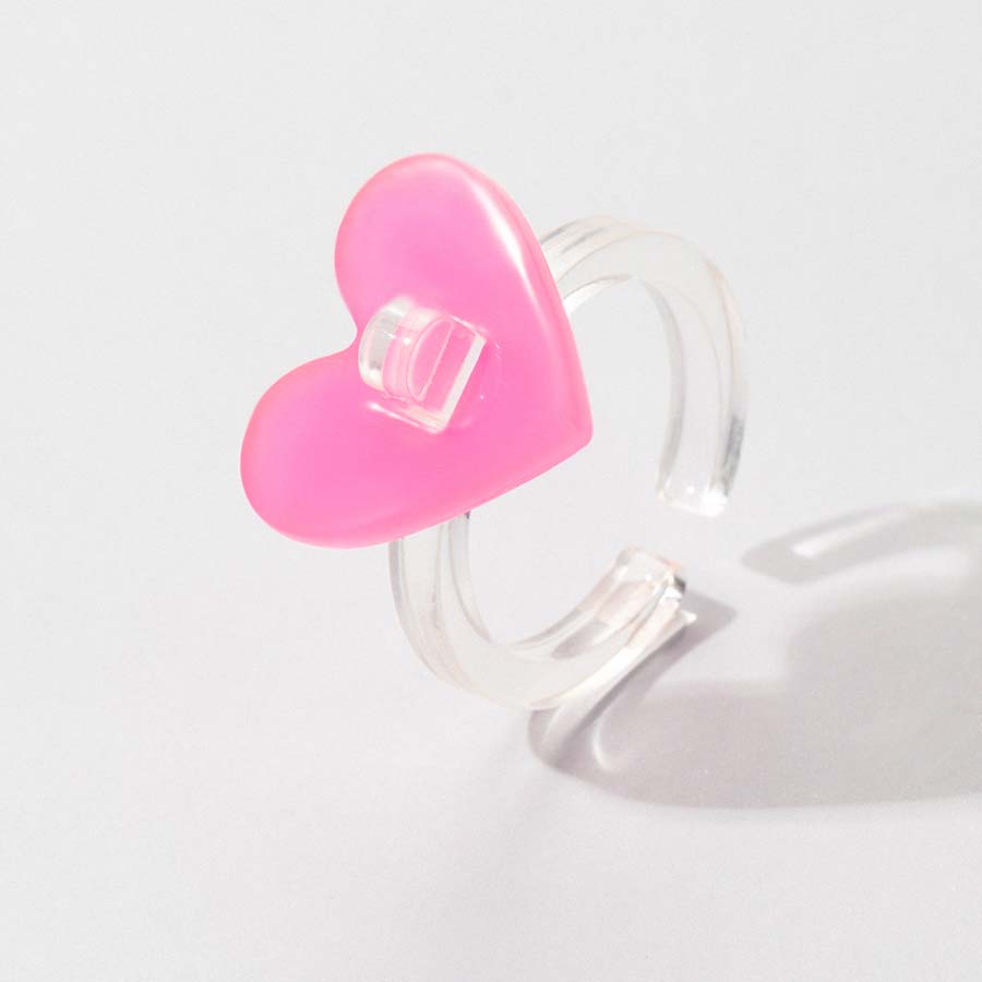 Fashion Cute HeartShaped Colorful Resin Ring 5Piece Setpicture3