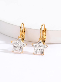 Mode Kleine Einfache Sterne Galvani 18K Gold Eingelegten Zirkon Edelstahl Ohrringe