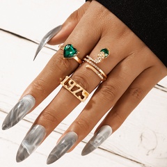 fashion number Heart Emerald Snake alloy Ring Set