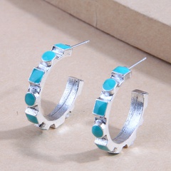 Mode Einfache Kontrast Farbe Blau Legierung Einfache Ohrringe