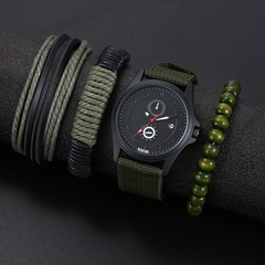 Einfache schwärzlich grün Woven Nylon Strap herren Sport Quarzuhr armband