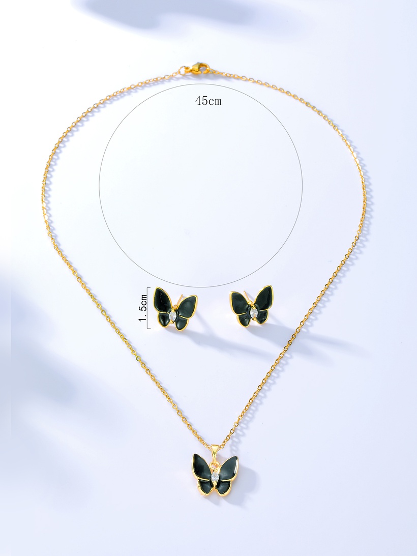 Bijoux Fantaisie Parures Bijoux | 2022 Nouvelle Mode Simple Plaqu Bling Or Papillon De Cuivre Collier Boucles Doreilles Ensemble - DK18778