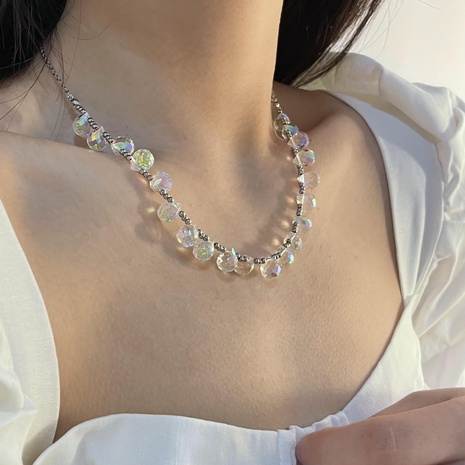 Couleur Chaîne de Perles de Cristal Collier de mode's discount tags