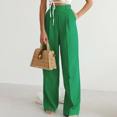2022 Summer New Fashion Apple Green Casual Wide-Leg Pants Commute Lady