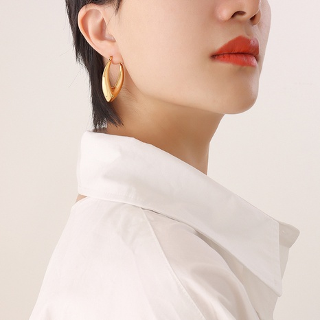 Mode Géométrique U En Forme de Femmes de Titane Acier Or-Plaqué Boucles D'oreilles's discount tags
