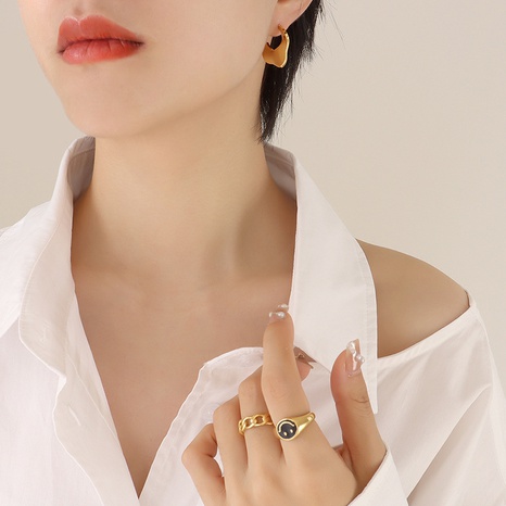 Fashion Titanium Steel Gold-Plated Geometric Irregular Shaped Earrings 's discount tags