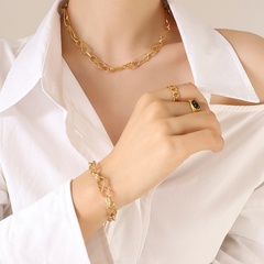 Mode Kreuz Titan Stahl Geometrische Halskette Armband Schmuck-Set