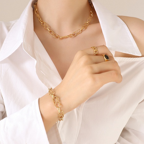 Fashion Cross Titanium Steel Geometric Necklace Bracelet Jewelry Set's discount tags