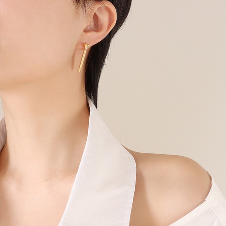 Fashion Nail Stud Earrings Jewelry Titanium Steel 18K Gold Plating Handmade 's discount tags