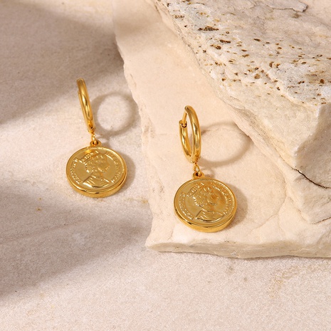 Mode En Acier Inoxydable de Femmes Reine Elizabeth Avatar Coin Boucles D'oreilles's discount tags