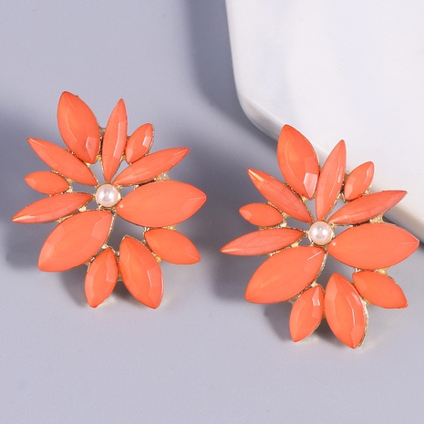 2022 New Candy Color Alloy Earrings Small Colorful Flowers Diamond Stud Earrings's discount tags
