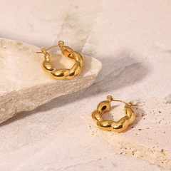 Fashion 18K Gold Twist C-Shaped Women's  Geometric Stainless Steel Earrings