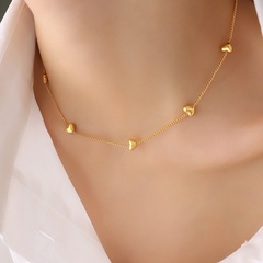Fashion Heart Shaped Necklace Female Bracelet Titanium Steel Gold-Plated Jewelry Set