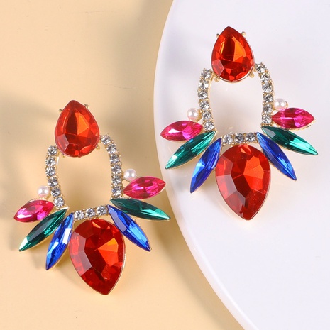 Mode Großen Tropfen-Förmigen Diamant Intarsien Legierung Ohrringe frauen Ohrringe Großhandel's discount tags