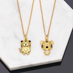 2022 New Fashion Enamel  Animal Cute Little Tiger Copper Necklace