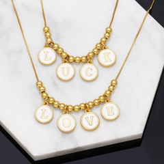 Fashion Letter Love Luck Pendant Female Bead Zircon Chain Clavicle Copper Necklace