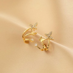 simple style Butterfly shape copper inlaid zircon Stud Earrings 