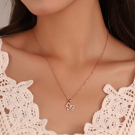 Fashion Micro Inlaid Zircon Hollow Pony Necklace Cute Animal Copper Clavicle Chain Female's discount tags