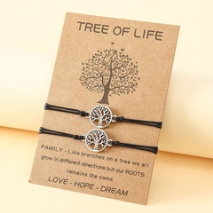 Fashion Tree Card Alloy Family Lucky Tree Shaped Woven Bracelet Wrist String