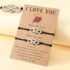 Fashion Jewelry Stainless Steel Heart Shaped Eight-Character Couple Card Hand Weaving Bracelet
