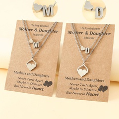 Fashion Jewelry for Simple Stainless Steel Heart-Shaped Letter Mother Double-Layer Necklace