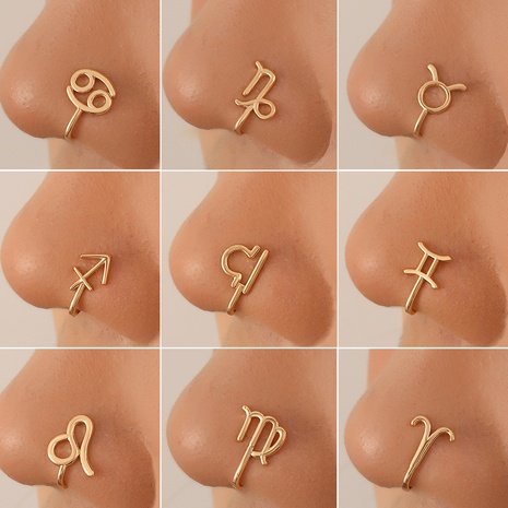 Fashion Metal 12 Constellation Perforation-Free Nasal Splint Geometric U-Shaped Copper Nose Ring's discount tags