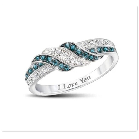 Exquisite Mode Weiß Blau Edelstein Intarsien Romantische Doppel-Schicht Weibliche Diamant Ring's discount tags