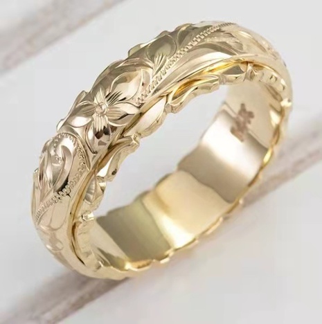 Fashion Gold-Plated Suspended Carved Flower Ring Women's Jewelry's discount tags