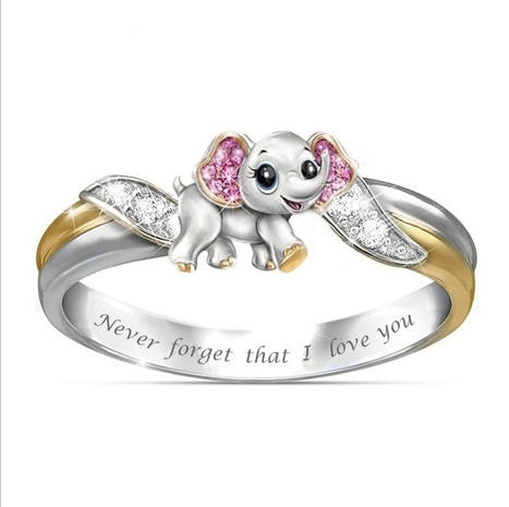 Cute Pink Blue Elephant Ring Never Forget Oath Alloy Ring Wholeasle's discount tags