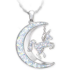 Simple Fashion Moon Star Unicorn Pony Pendant Full Diamond Shining Clavicle Chain