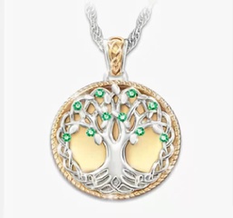 Creative Fashion Life Tree Round Pendant Two-Color Electroplated Alloy Necklace