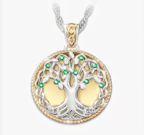 Creative Fashion Life Tree Round Pendant Two-Color Electroplated Alloy Necklace's discount tags