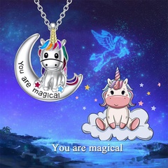 Fashion Cute Colorful Unicorn Pony Moon You Are Magic Pendant Girl Necklace