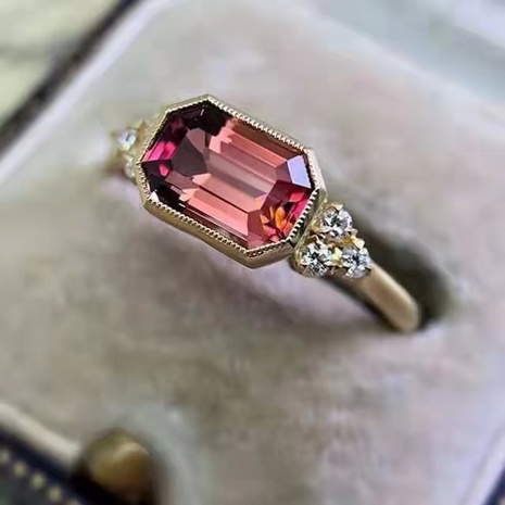 Fashion New Gold Plating Inlaid Ruby Zircon Engagement Alloy Ring's discount tags