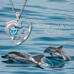 Women's Fashion Heart Dolphin Diamond-Studded Cute Clavicle Chain Pendant Alloy Necklace