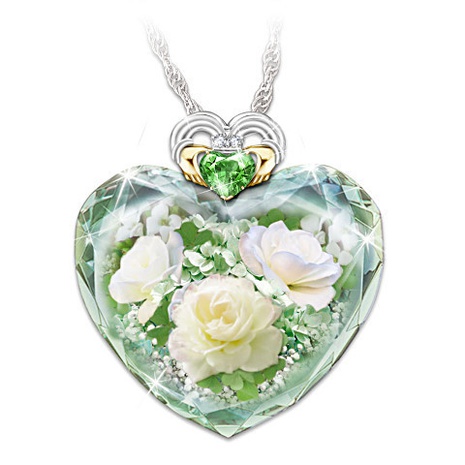 New White Rose Heart-shaped Pendant Fashion Necklace Wholesale's discount tags