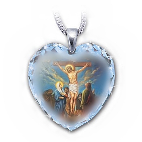 New Fashion Crystal Jesus and Virgin Mary Crucifixion Cross Necklace's discount tags