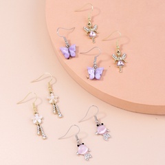 cute Acrylic Dripping oil Butterfly Dragonfly Goldfish Bee pendant Earrings