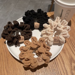 Milk Coffee Color Simple Plush Smiley Face  Durable Hair Rope Hair Accessories 