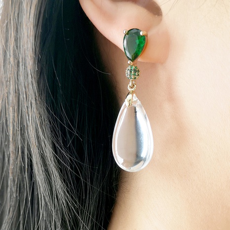 Fashion Simple Elegant Crystal Zircon Transparent Resin Pendant Women's Earrings 's discount tags
