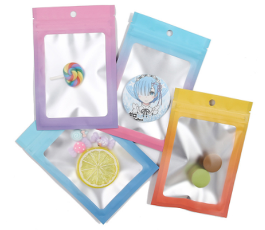 Bolsa Ziplock de color de embalaje de joyería láser de joyería degradada de papel de aluminio esmerilado's discount tags