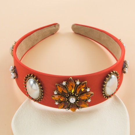 Mode Barock Vintage Inlay Perle Strass Blume Stirnband Haar Zubehör's discount tags