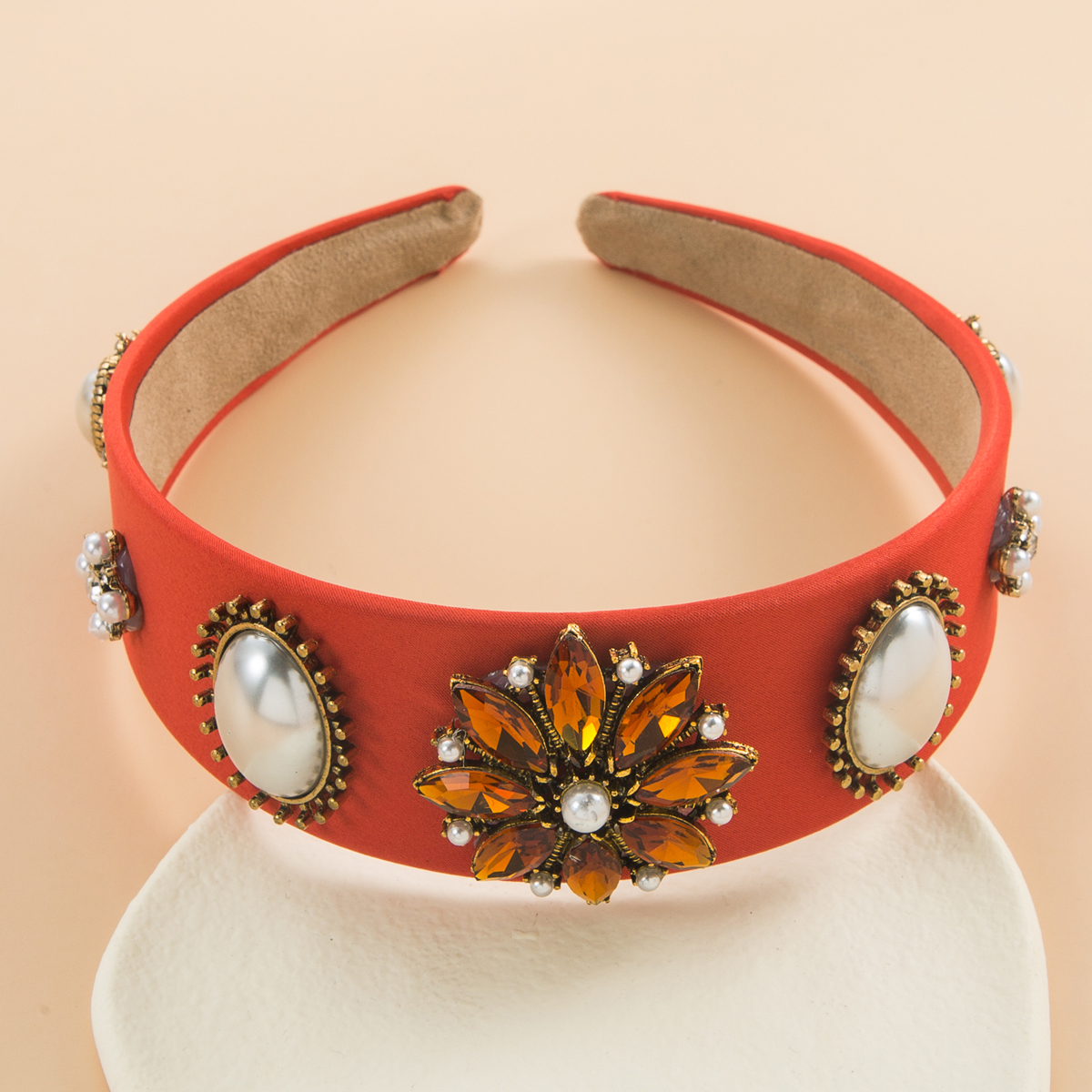 Fashion Baroque Vintage Inlay Pearl Rhinestone Flower Headband Hair Accessoriespicture2