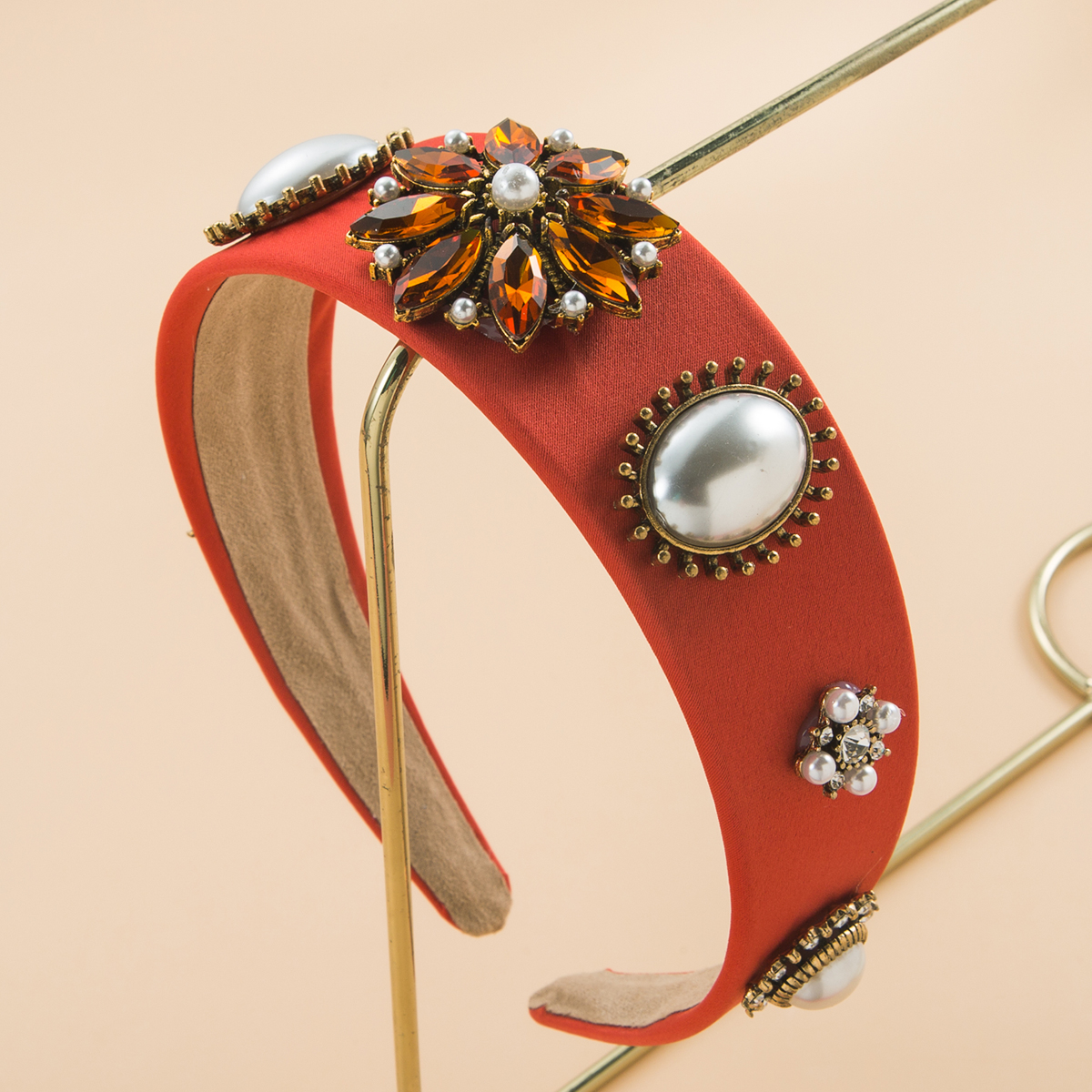 Fashion Baroque Vintage Inlay Pearl Rhinestone Flower Headband Hair Accessoriespicture3