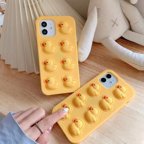 Lindo tridimensional amarillo pato silicona 11 iPhone caso's discount tags