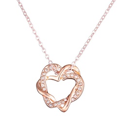 Fashion Winding Heart Shaped Alloy Necklace  Rhinestone Diamond-Embedded