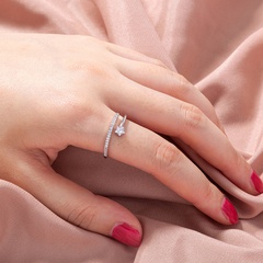 Fashion Opening Simple Star Micro-Inlaid Zircon Copper Ring Female